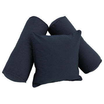 Solid Twill Throw Pillows With Inserts, 3-Piece Set, Navy
