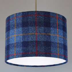 Harris Tweed Navy Blue Check Lamp Shade - Lampshades