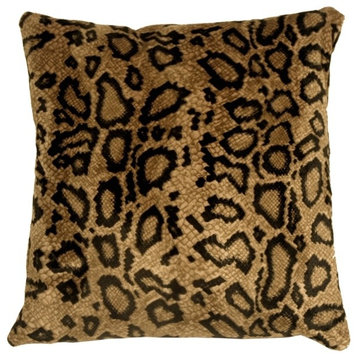 Pillow Decor - Snake Skin Velboa Faux Fur Throw Pillow, 20" X 20"