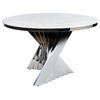 Waterfall Round Marble Top Dining Table, Silver