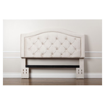 Hillsdale Tufted Velvet Headboard, Ivory, King/Cal-King