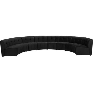 Maklaine 8-Piece Modular Contemporary Velvet Sectional Sofa - Black