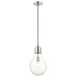 Livex Lighting - Livex Lighting 49092-91 Pendants - 8.25" One Light Pendant - Canopy Included: Yes  Shade IncPendants 8.25" One L Brushed Nickel ClearUL: Suitable for damp locations Energy Star Qualified: n/a ADA Certified: n/a  *Number of Lights: Lamp: 1-*Wattage:60w Medium Base bulb(s) *Bulb Included:No *Bulb Type:Medium Base *Finish Type:Brushed Nickel
