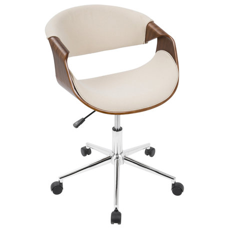 LumiSource Curvo Office Chair, Walnut and Cream
