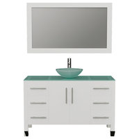 48" Solid Wood Glass Vessel Sink Set, PC