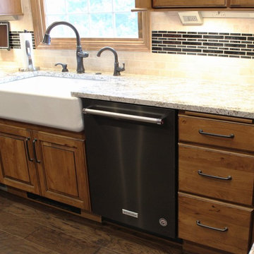 Rural Kewanee Kitchen Remodel With Rustic Beech Cabinets and White Sand Granite
