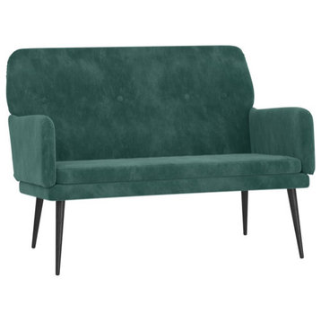 vidaXL Loveseat Upholstered Loveseat Couch Bench with Armrests Dark Green Velvet