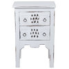Sunset Trading Cottage Transitional Wood End Table in Whitewashed/Antique Iron