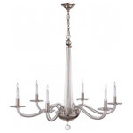 Visual Comfort - Robinson Chandelier, 6-Light, Polished Nickel, Clear Glass, 38"W - This beautiful chandelier will magnify your home with a perfect mix of fixture and function. This fixture adds a clean, refined look to your living space. Elegant lines, sleek and high-quality contemporary finishes.Visual Comfort has been the premier resource for signature designer lighting. For over 30 years, Visual Comfort has produced lighting with some of the most influential names in design using natural materials of exceptional quality and distinctive, hand-applied, living finishes.