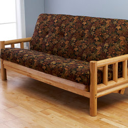 Lodge Natural Futon Frame with Futon Mattress in Leaf - Futon Frames