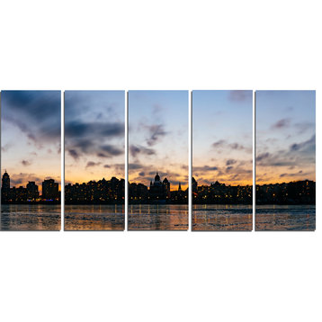 "Sunset With Clouds in Kiev Panorama" Cityscape Wall Art, 5 Panels, 60"x28"