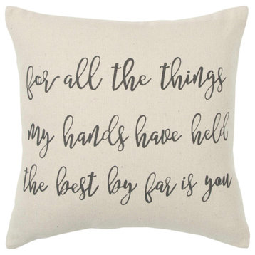 Rizzy Home T14970 Sentiment 20"x20" Pillow Cover Natural
