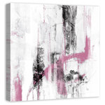 DDCG - "Modern Study in Blush 2 Abstract" Canvas Wall Art, 30x30 - This 30x30 gallery wrapped canvas has a mottled background with bold pops of ebony and blush.   The wall art is printed on professional grade tightly woven canvas with a durable construction, finished backing, and is built ready to hang. The result is a remarkable piece of wall art that will add elegance and style to any room.