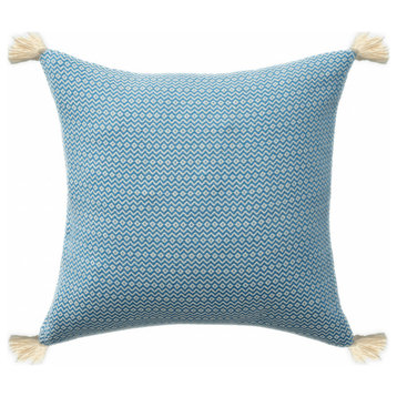 18" X 18" Light Blue 100% Cotton Geometric Zippered Pillow