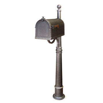 Berkshire Curbside Mailbox with Ashland Mailbox Post Unit, Swedish Silver