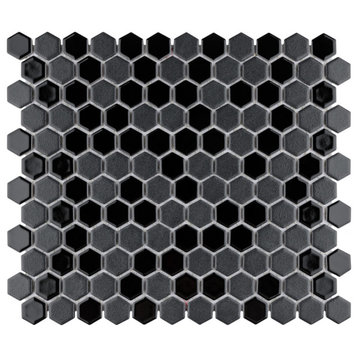 Citi Hex Black Porcelain Floor and Wall Tile