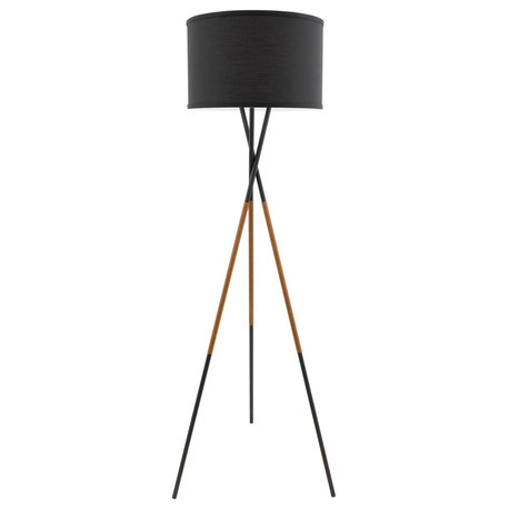 Kira Home Sadie 61" Mid Century Tripod LED Floor Lamp, 9W bulb (/), Leather