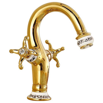 Fontana Peru Double Handle Gold Bathroom Sink Faucet