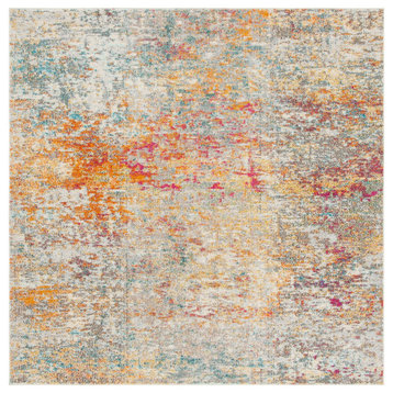 Madison Mad460G Organic Abstract Rug, Gray and Turquoise, 11'0"x11'0" Square