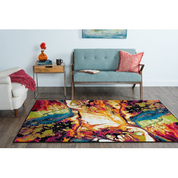 Soleil Contemporary Abstract Multi-Color Rectangle Area Rug, 5' x 7'