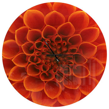 Large Dark Yellow Flower and Petals Floral Metal Clock, 36x36