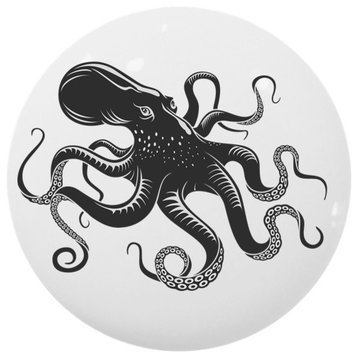 Grey Octopus Ceramic Cabinet Drawer Knob