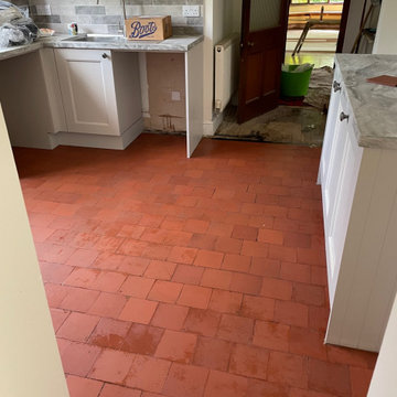 Renovating Red 6 Inch Victorian Floor Tiles in a Windermere Kitchen