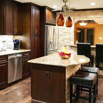 Direct Depot | Dark Stain & Natural Stone Kitchen