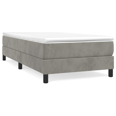 vidaXL Bed Frame Base Bedroom Furniture Light Gray 39.4"x74.8" Twin Velvet