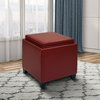 Contemporary Storage Ottoman With Tray, Red