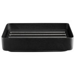 blomus - Nexio Stainless Steel Soap Dish, Black - NEXIO Stainless Steel Soap Dish - black by blomus features a slat design which allows bar soap to dry quickly. Surplus water will drain through the bars which can easily be removed for cleaning. 4" x 3.1" x 0.9" / 2cm x 8xm x 10cm.  Easily removable rail for cleaning. Lacquered stainless steel.
