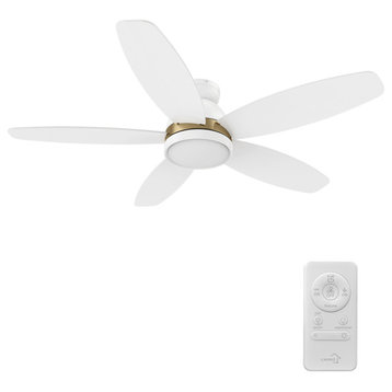 CARRO 48" Low Profile Ceiling Fan With Lights and Remote for Bedroom, Gold/White