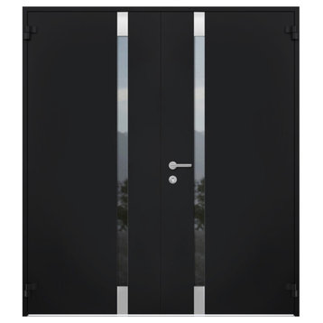 Exterior Prehung Steel Double Doors Cynex 6777 Black