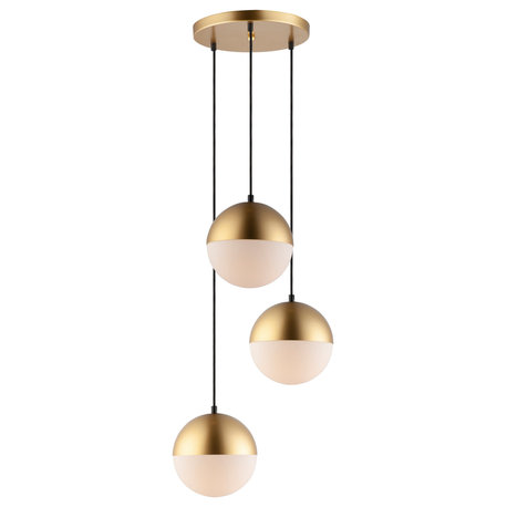 ET2 E20364-92 Half Moon 3 Light 17"W LED Multi Light Pendant - Metallic Gold