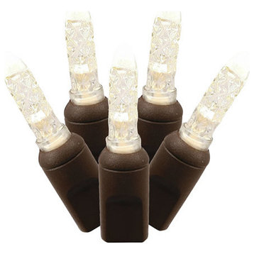 Vickerman 9' LED M5 Warm White Icicle Light Set Features 70 Lights On Brown Wire