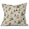 Ninola Design Winter Deers Forest Beige Outdoor Throw Pillow, 16"