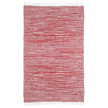 Red Complex Chenille Flat Weave Rug, 4'x6'