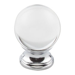 Top Knobs - Clarity Clear Glass Round Knob 1 3/8", Polished Chrome Base - Cabinet And Drawer Knobs