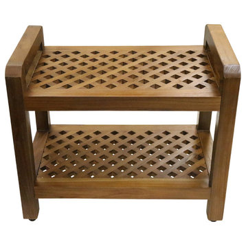 Ala Teak Shower Seat Bench with Storage Shelf for Seating, Support & Relaxation