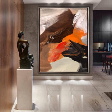 Blue Black LARGE Canvas Wall Art Contemporary black Modern Room Decor