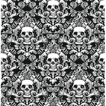 Skulls Black Fieri Novelty Peel & Stick Wallpaper Bolt