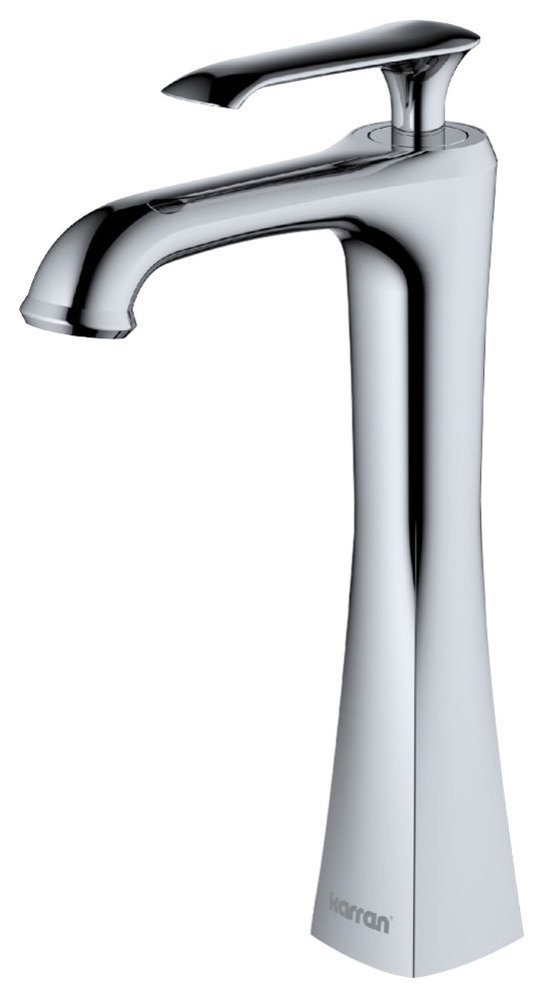 Karran 1-Hole 1-Handle Vessel Faucet With Pop-Up Drain, Chrome