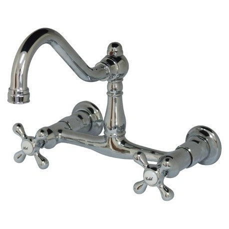 Kingston Brass 8" Center Wall Mount Bathroom Faucet, Polished Chrome