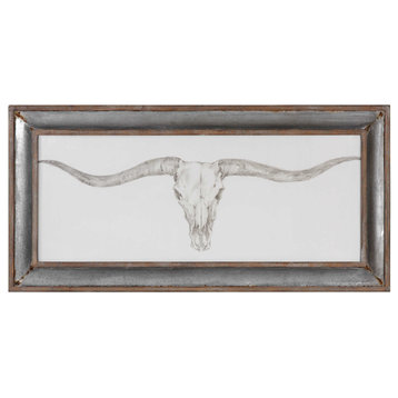 Texas Longhorn Skull Rustic Wall Art, 71" Wide South Western Print