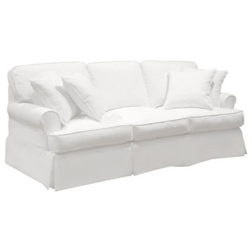 Sunset Trading Horizon T-Cushion Fabric Slipcovered Sofa in White