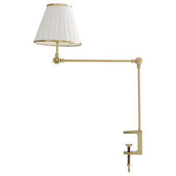 Tilt & Clamp Table Lamp, 1-Light, Antique Brass, Adjustable 7" - 20.5"Depth