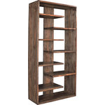 Coast 2 Coast Imports - Brownstone Bookcase, Brownstone Nut Brown - You will love everything about this bookcase from its towering height, offset shelving, and rich Brownstone finish. Constructed of solid sheesham with our Brownstone Nut Brown finish that brings out the natural beauty of the wood grain. The shelves float seamlessly from the sides alternating between the right and left. These cases are designed to stand alone or purchase multiple and bunch them together to create a wall unit.