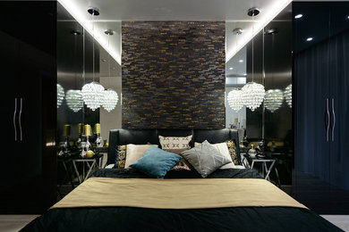 Design ideas for a contemporary bedroom in Novosibirsk.