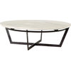 Felix Round Coffee Table, Rustic Fossil, Sandblasted White