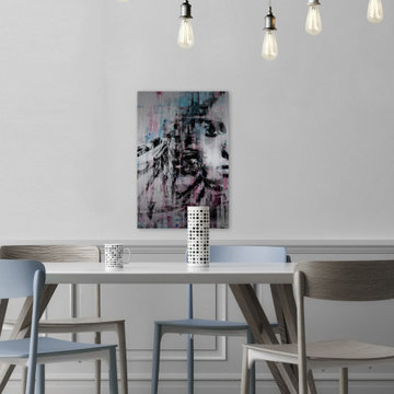"Half Face Beauty" Painting Print on Brushed Aluminum